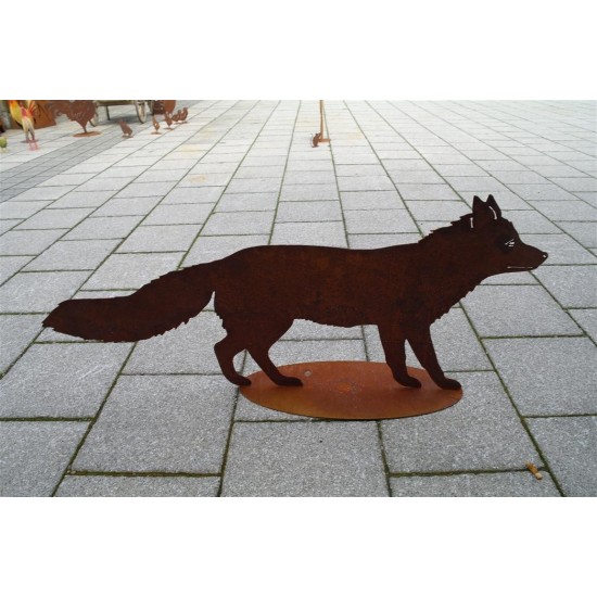 Gartendeko Rost Edelrost Deko Fuchs lebensgroß - 100 cm lang 
Dieser Fuchs ist eine lebensgroße Dekofigur aus Metall mit Rostpa