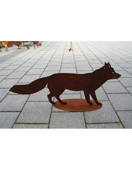 Gartendeko Rost Edelrost Deko Fuchs lebensgroß - 100 cm lang 
Dieser Fuchs ist eine lebensgroße Dekofigur aus Metall mit Rostpa