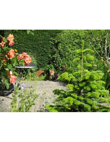 Gartendeko Rost Edelrost Deko Fuchs lebensgroß - 100 cm lang 
Dieser Fuchs ist eine lebensgroße Dekofigur aus Metall mit Rostpa