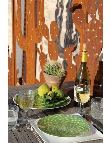 Sichtschutz 2m hoch - 200 cm Sichtschutzzaun Elemente Sichtschutzwand - Kaktus mit Goldpunkten - Höhe 200x100 cm Sichtschutzwand