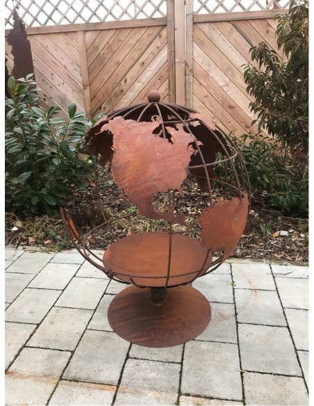 runde Feuerschalen Feuerkugel Rost als Globus - 75 cm hoch - Brennende Weltkugel als Feuerschale 
Feuerkugel aus Rost in Form e runde Feuerschalen Feuerkugel Rost als Globus - 75 cm hoch - Brennende Weltkugel als Feuerschale 
Feuerkugel aus Rost in Form e