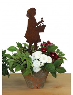 Gartendeko Rost Gartenstecker Rotkäppchen - 15 cm hoch - klein Höhe 15 cm