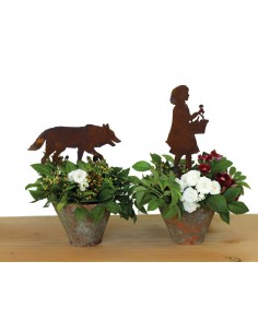 Gartendeko Rost Gartenstecker Rotkäppchen - 15 cm hoch - klein Höhe 15 cm 2