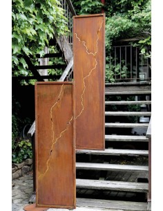 Gartendeko Rost Edelrost Paravent Sichtschutz mit goldenen Schweißnähten - Höhe 200 cm - Sichtschutzwand 
Höhe 200 cm
Breite 5