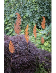 Gartendeko Rost Edelrost Gartenstecker Farn - 26 cm hoch - klein Kleiner wilder Farn als Gartenstecker in der kleinen Ausführung 2