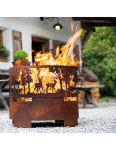 Gartendeko Rost XL Feuerschale Nel Bosco - Tiere im Wald - 45 cm Ø - klein 
Ø 45 cm
Höhe 46 cm
Material-Info: Der untere Teil