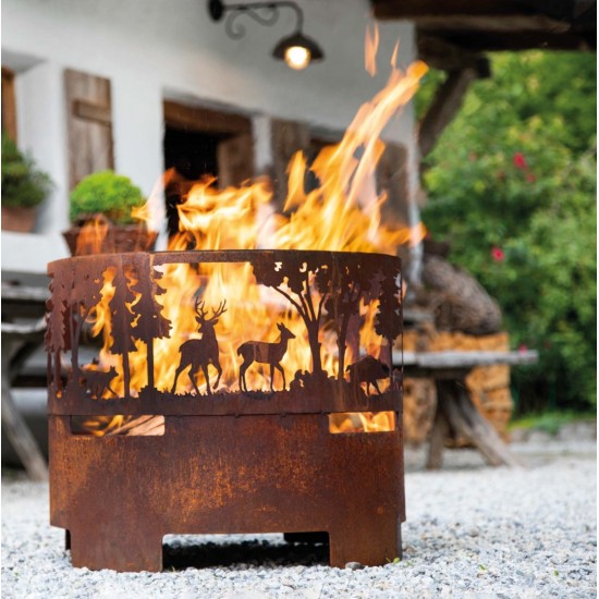 Gartendeko Rost XL Feuerschale Nel Bosco - Tiere im Wald - 45 cm Ø - klein 
Ø 45 cm
Höhe 46 cm
Material-Info: Der untere Teil