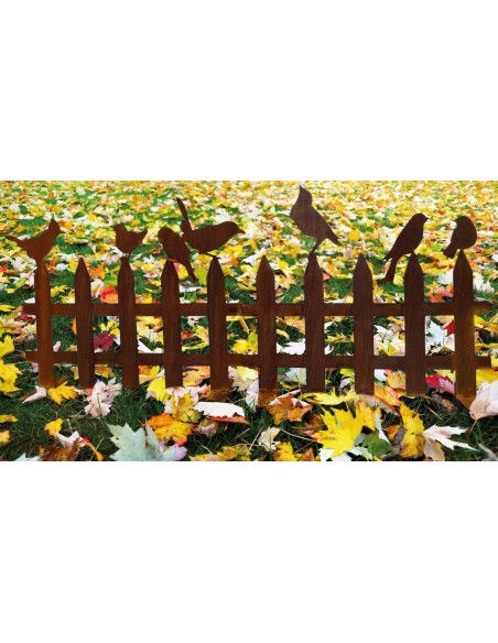 Start Edelrost Vogelzaun mit Vögelchen - 60 cm 
Breite 60 cm
