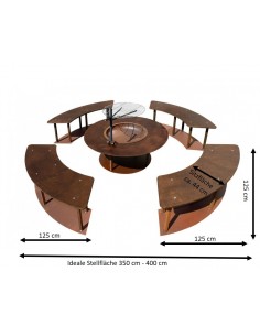 Grillstellen + große Gartengrills Gebogene Gartenbank mit Holzablage - Circle-Set - Bank - 160 cm Breit Diese wetterfeste stabil 2