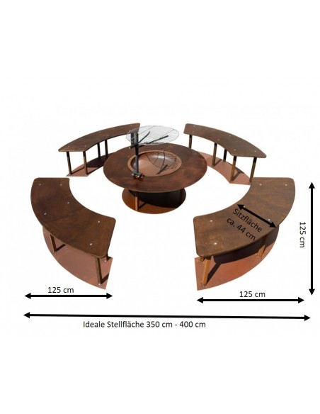 Feuerschalen Feuerstelle Circle Komplett Set inkl. Schwenk-Grill und Bänken- Garten Grillstelle Dieser großer Grillpatz für Zuha