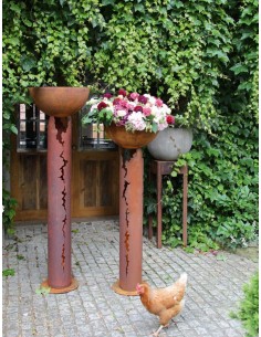Gartendeko Rost Runde Rost Säule Ferraio Höhe 145 cm, Ø 20 cm inkl. Standfuß - groß 
Höhe 145 cm
Durchmesser 20 cm 2