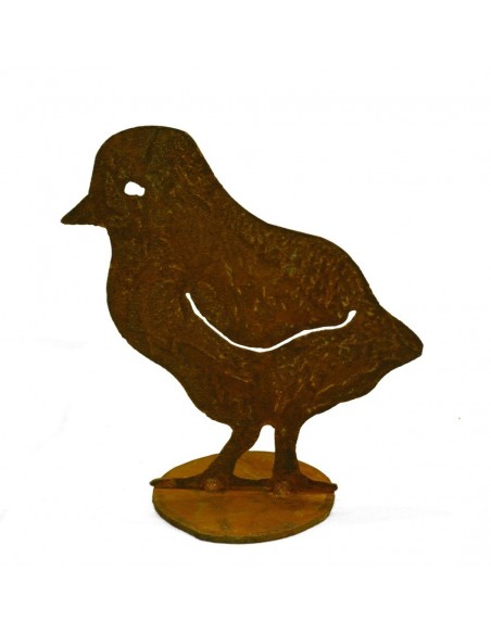 Frühlingsdeko Edelrost Küken stehend, Höhe 16 cm Höhe 16 cm
Breite 15 cm
auf Standplatte
