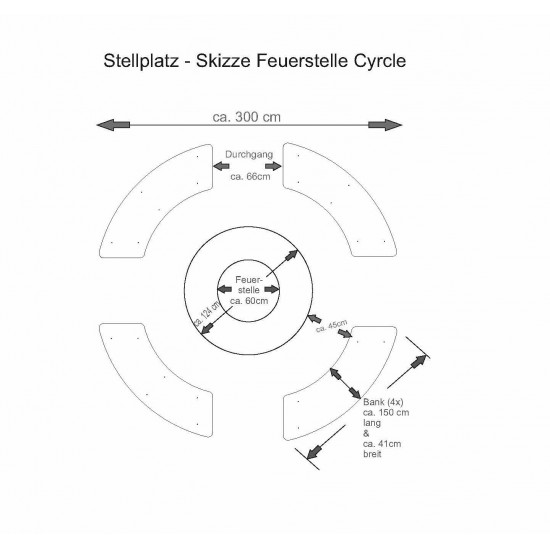 Grillstellen + große Gartengrills Gebogene Gartenbank mit Holzablage - Circle-Set - Bank - 150 cm Breit Diese wetterfeste stabil