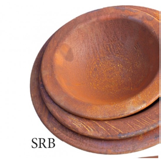 Gartendeko Rost Schale mit breitem Rand auf Standplatte - Durchmesser 52 cm 
Durchmesser 52 cm
Höhe 10 cm
Rand 6,5 cm
