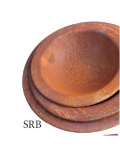Gartendeko Rost Schale mit breitem Rand auf Standplatte - Durchmesser 48 cm 
Durchmesser 48 cm
Höhe 13 cm
Rand 7,5 cm