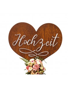 Blumenschmuck HERZLICHEN GLÜCKWUNSCH ZUR HOCHZEIT Dekostecker Stecker Metall 