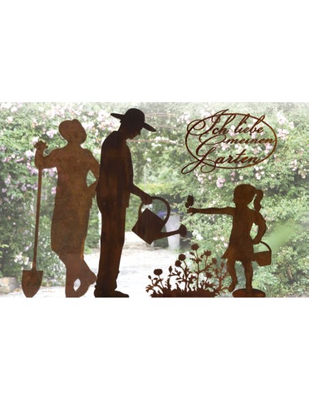 Gärtner Figur Gärtner - Gerhard - mit Gießkanne, zum Stecken 175 cm groß Höhe: 175 cm
Breite 80 cm
Gewicht 13,5 kg
hinten ist