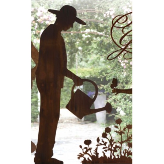 Gärtner Figur Gärtner - Gerhard - mit Gießkanne, auf Platte 125cm groß 
Höhe: 125cm