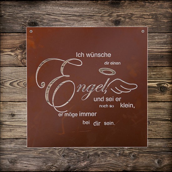 Spruchtafel - Ich wünsche dir einen Engel und sei er noch so klein, er möge immer bei dir sein