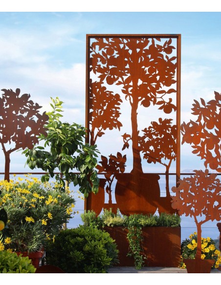 Sichtschutzwände und Paravents maritime Sichtschutzwand - Orangerie - mit Citrusbaummotiv - Höhe 200 cm - Breite 100 cm 
Der gr