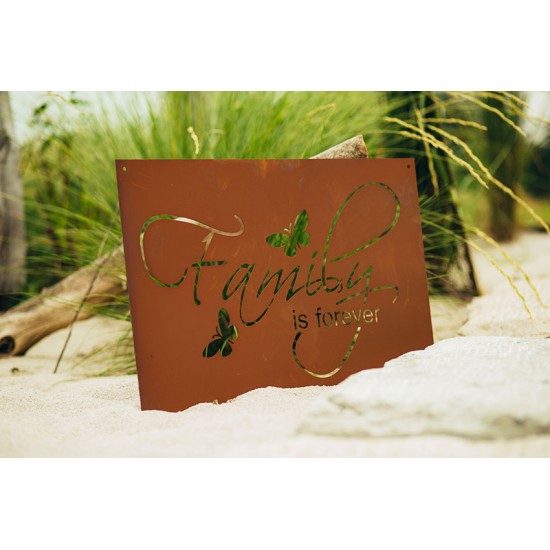 Spruchtafel - Family is forever - Breite 60 cm