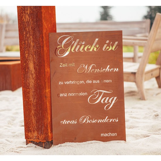 Spruchtafel - Glück ist Zeit mit Menschen zu verbringen, die aus einem ganz normalen Tag...