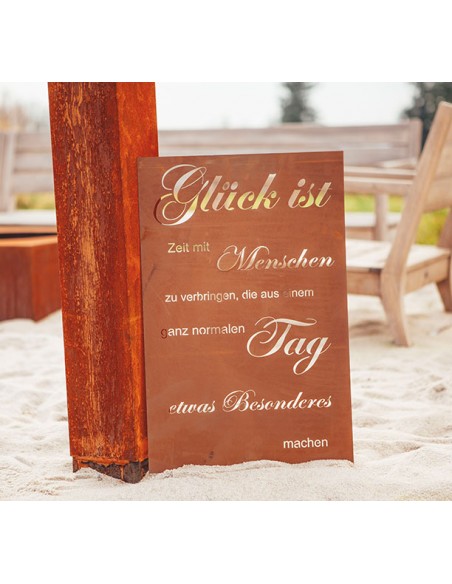 Spruchtafel - Glück ist Zeit mit Menschen zu verbringen, die aus einem ganz normalen Tag...