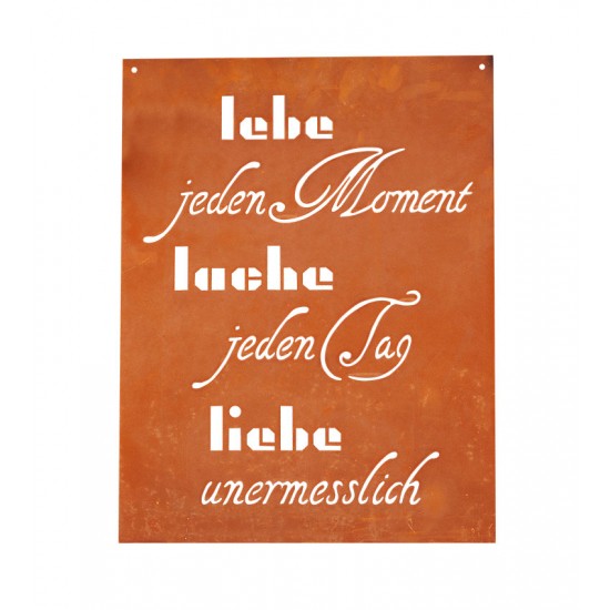 Spruchtafel - Lebe jeden Moment, lache jeden Tag, liebe unermesslich