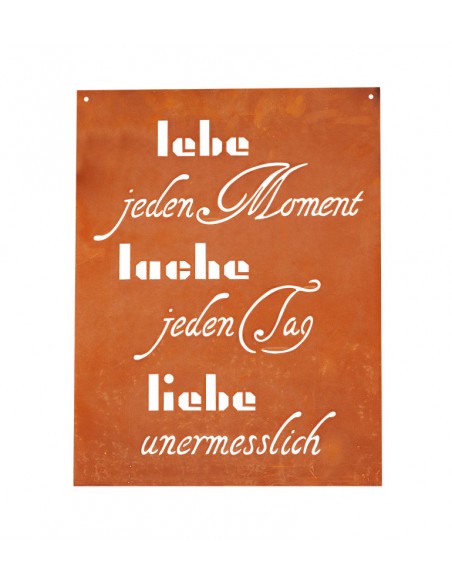 Spruchtafel Lebe jeden Moment, lache jeden Tag, liebe unermesslich
