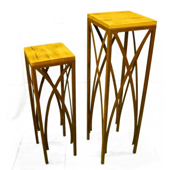 Tische, Stühle und Möbel Edelrost Holz Tische 2er Set - 102 cm + 78 cm hoch 
2-er Set
29 x 29 x 102 cm
25 x 25 x 78 cm
Ideal zur