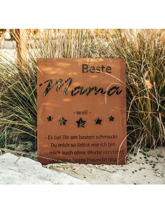 rostige Spruchtafeln Spruch Beste Mama, weil es am Besten schmeckt, du mich so liebst wie ich bin, du meine Freundin bist! Rostt 2