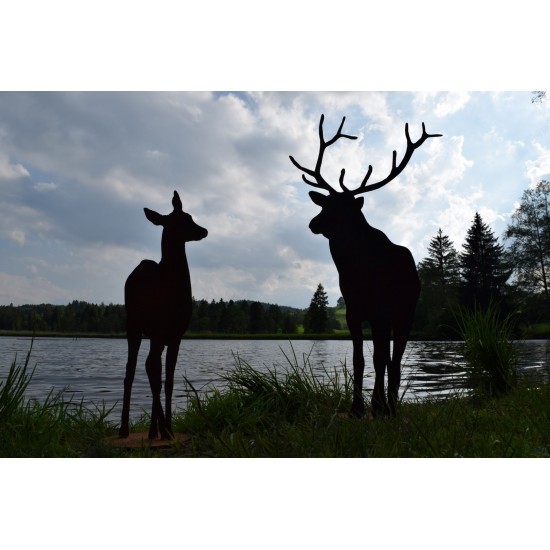rostige Deko Hirsche und Rehe XXL Edelrost Reh von vorne zum Stecken - Höhe 140 cm, Breite 53 cm 
Höhe 140 cm
Breite 53 cm
Ed