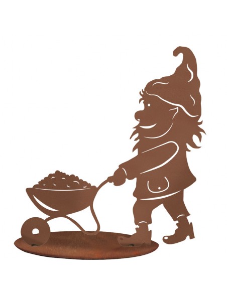 Deko Gartenzwerg - Björn mit Schubkarre - Höhe 44 cm