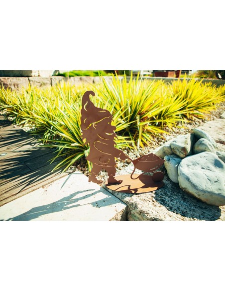 Deko Gartenzwerg - Björn mit Schubkarre - Höhe 44 cm