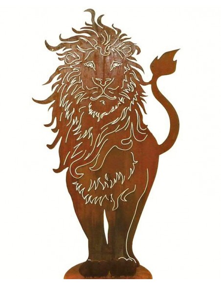 Afrika Edelrost Löwe 100 cm hoch 
Höhe 100 cm,
Breite ca. 53 cm
auf Bodenplatte
