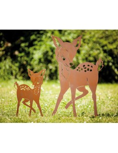 Edelrost Bambi - Höhe 41 cm - auf 40 cm Gartenstecker