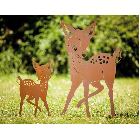 Edelrost Bambi - Höhe 41 cm - auf 40 cm Gartenstecker