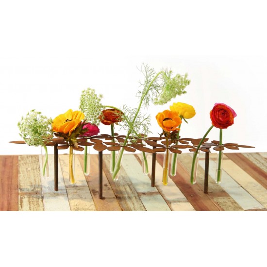ausgefallene Tischdekoration  Tischdeko Ständer - Blumen - 64 cm lang inkl. 10 Reagenzgläser Die perfekte Tischdeko mit Blumen: 