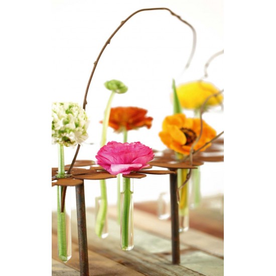 ausgefallene Tischdekoration  Tischdeko Ständer - Blumen - 64 cm lang inkl. 10 Reagenzgläser Die perfekte Tischdeko mit Blumen: