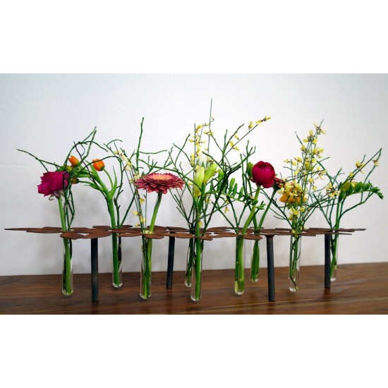ausgefallene Tischdekoration  Tischdeko Ständer - Blumen - 64 cm lang inkl. 10 Reagenzgläser Die perfekte Tischdeko mit Blumen: