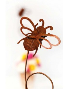 Beetstecker für Frühling und Sommer Bienentanz auf Curl-Stab - Biene Gartenstecker 10 cm Ø - Gesamthöhe ca. 55 cm 
hübscher Ste