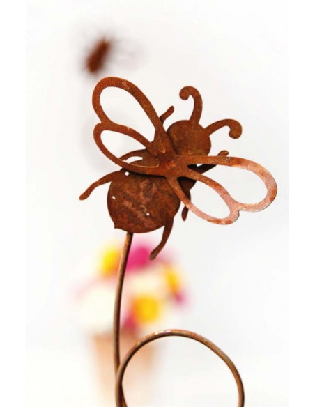 Beetstecker für Frühling und Sommer Bienentanz auf Curl-Stab - Biene Gartenstecker 10 cm Ø - Gesamthöhe ca. 55 cm 
hübscher Ste