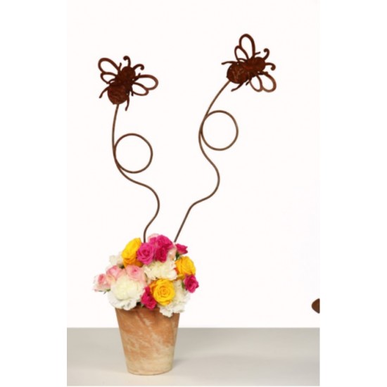 Beetstecker für Frühling und Sommer Bienentanz auf Curl-Stab - Biene Gartenstecker 10 cm Ø - Gesamthöhe ca. 55 cm 
hübscher Ste