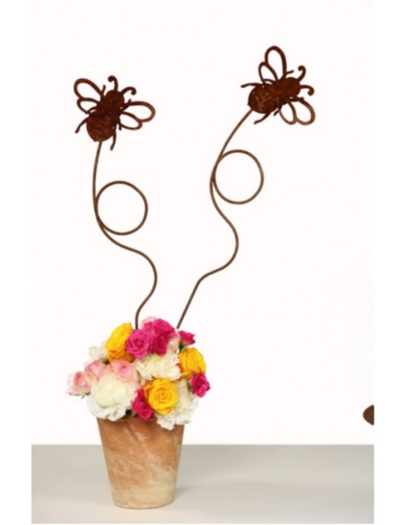 Beetstecker für Frühling und Sommer Bienentanz auf Curl-Stab - Biene Gartenstecker 10 cm Ø - Gesamthöhe ca. 55 cm 
hübscher Ste