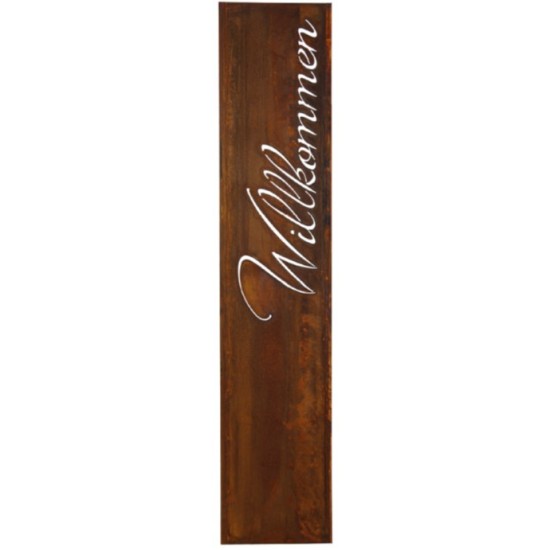 Gartendeko Rost Edelrost Stele - Willkommen - in Schreibschrift - Höhe 200 cm 
Höhe 200 cm
Breite 41 cm
