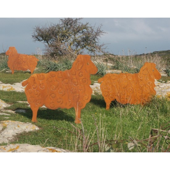 Schafe +Ziegen Deko Schaf groß 56 x 70 cm Gartenfigur für den Bauerngarten Rost Schaf gro&szlig; 56 x 70 cm auf Platte
 

H&o