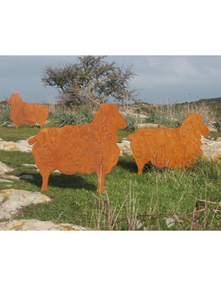Schafe +Ziegen Deko Schaf groß 56 x 70 cm Gartenfigur für den Bauerngarten Rost Schaf gro&szlig; 56 x 70 cm auf Platte
 

H&o