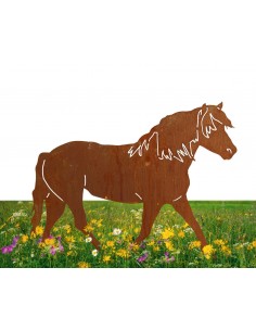 Edelrost Pferd auf Platte zum Stellen - Höhe 60 cm, Breite 80 cm 2