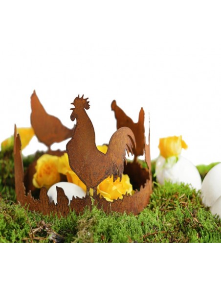 Frühlingsdeko Edelrost Hühnerring - klein - für Windlicht / Vasen Ø 12,5 cm Unser Hühnerring ist ein Top-seller in unserem Sorti