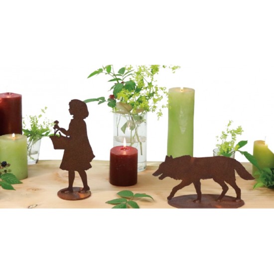 Gartendeko Rost Tischdeko Rotkäppchen auf Platte - 22 cm hoch - klein 
Höhe 22 cm
